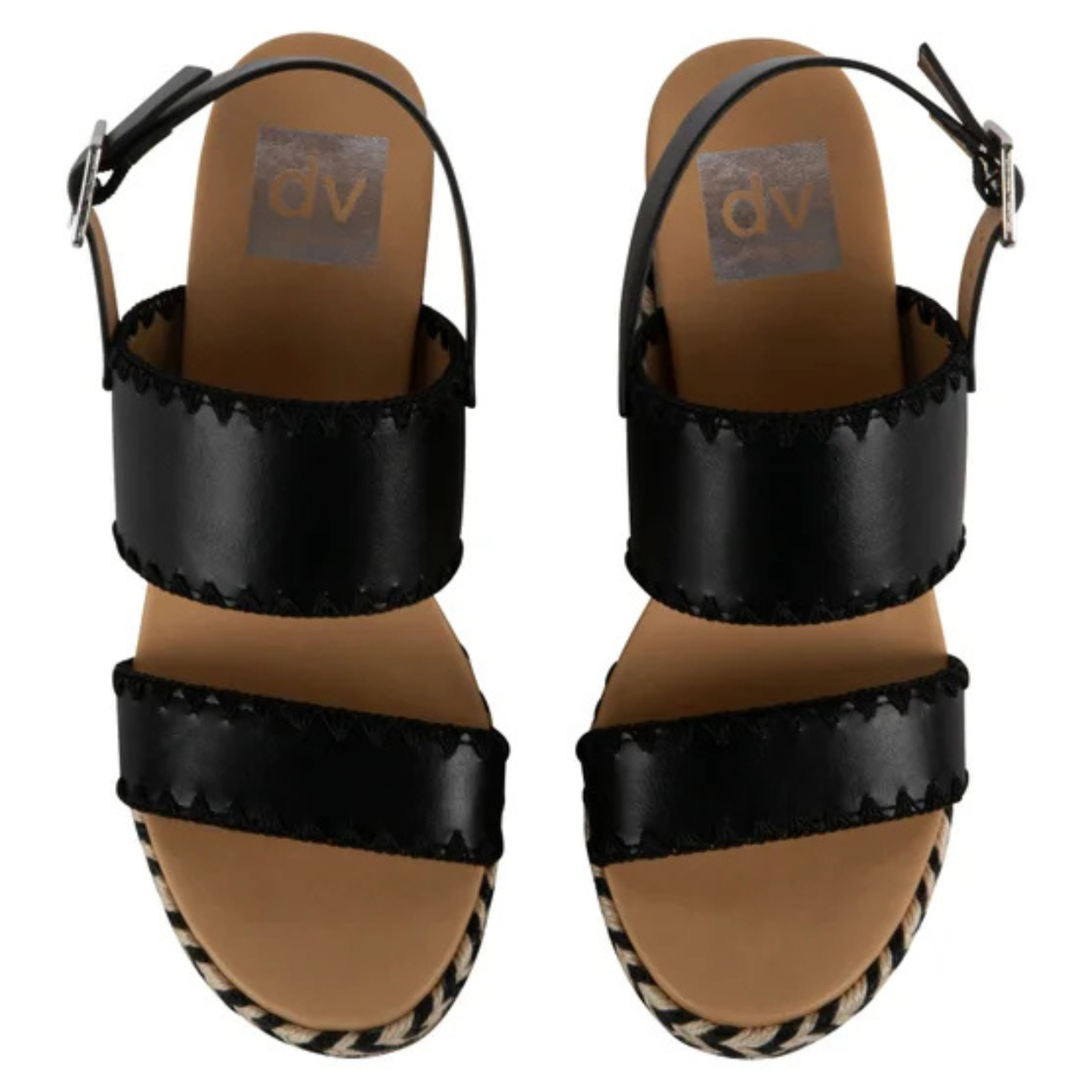 DV BY DOLCE VITA -  Sandales Talon Compensé pour Femme-Womens-Wedge-Sandal-Noir-Beige-Black-1108218-1104497
