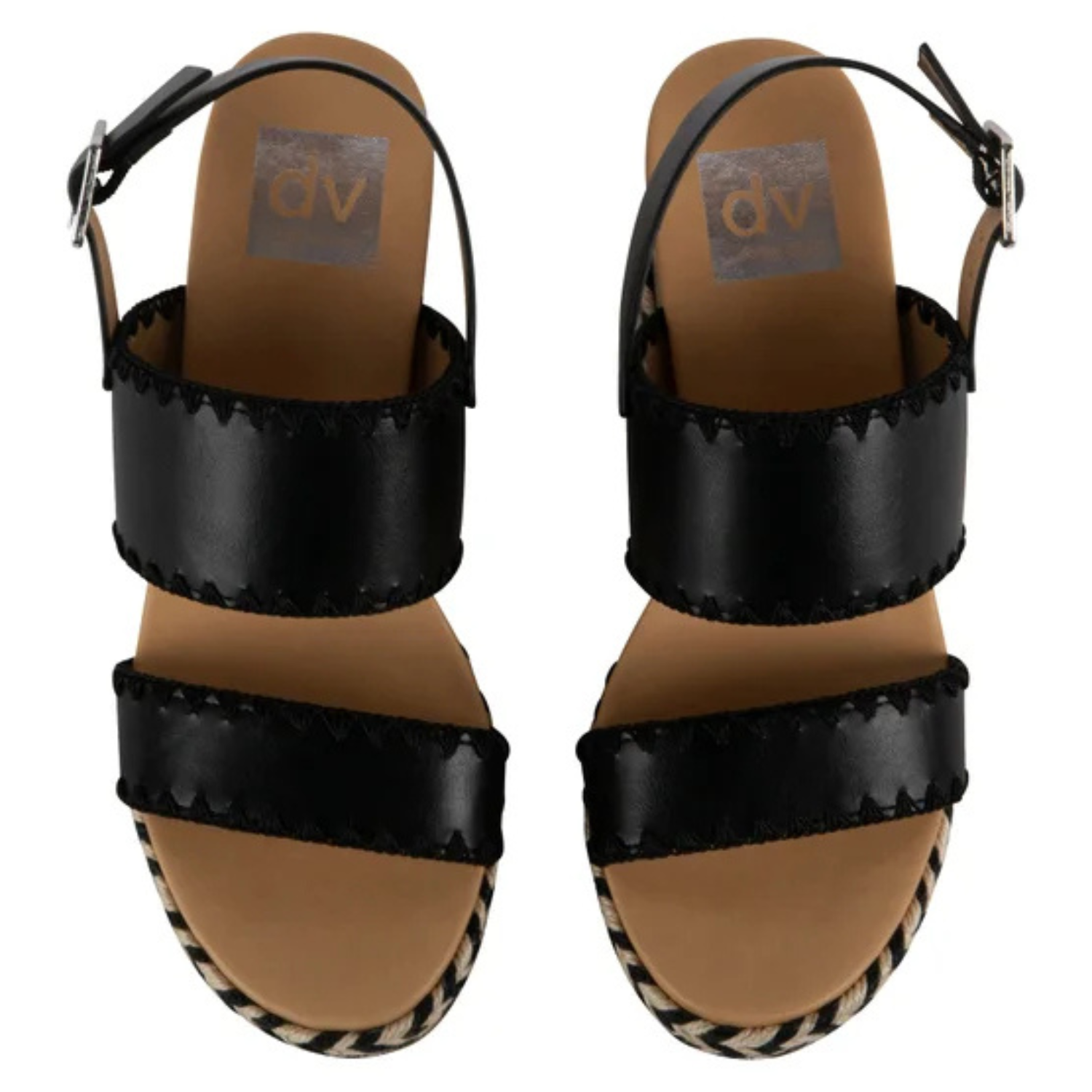 DV BY DOLCE VITA -  Sandales Talon Compensé pour Femme-Womens-Wedge-Sandal-Noir-Beige-Black-1108218-1104497