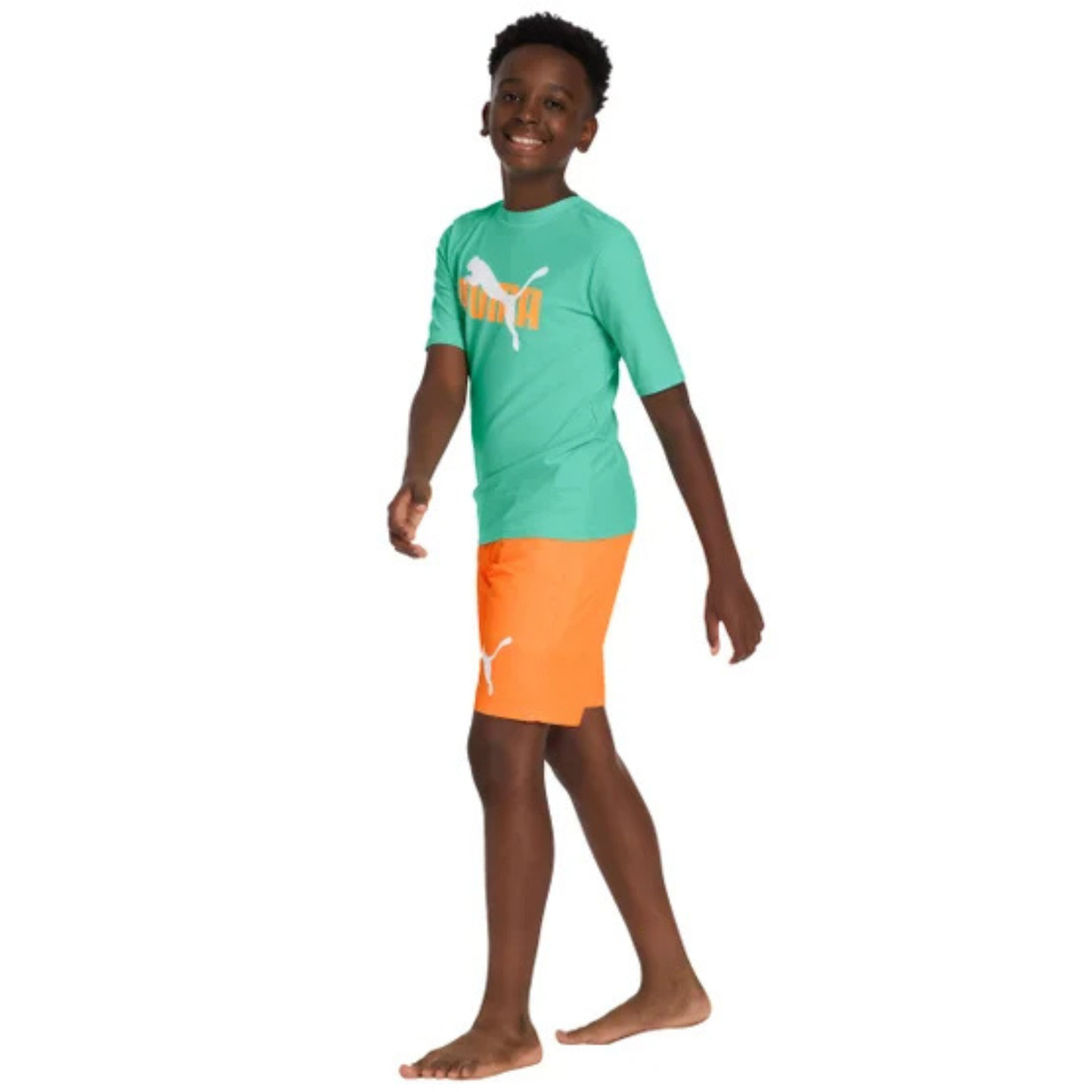 PUMA - Ensemble 2 Pièces Maillot Dermoprotecteur pour Garçon-Boys-rashguard-swin-set-2-piece-Orange-Turquoise-7325501-1969743