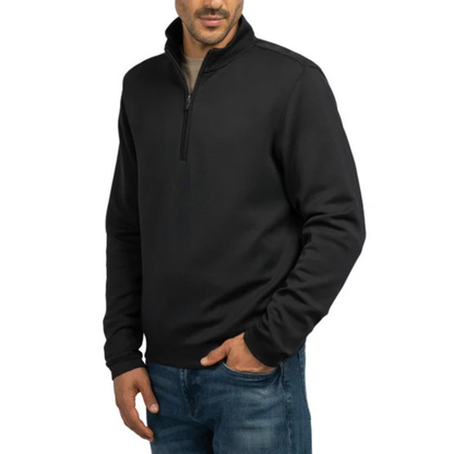 SCOTT BARBER - Chandail à Fermeture Glissière un Quart pour Homme-Mens-1/4-zip-Sweater-Noir-Black-1947860-1958197
