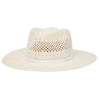 BANANA REPUBLIC - Chapeau en Paille pour Femme-Womens-Straw-Hat-Beige-Naturel-Natural-Blanc-White-Ligné-stripe-1972749-1983041