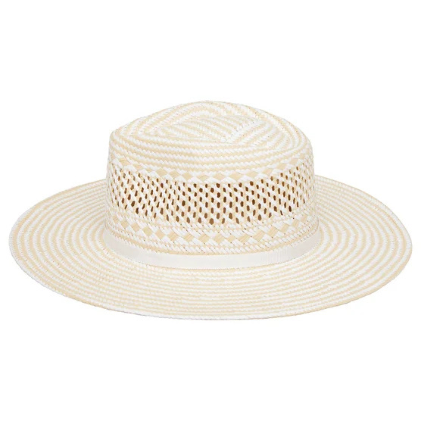 BANANA REPUBLIC - Chapeau en Paille pour Femme-Womens-Straw-Hat-Beige-Naturel-Natural-Blanc-White-Ligné-stripe-1972749-1983041