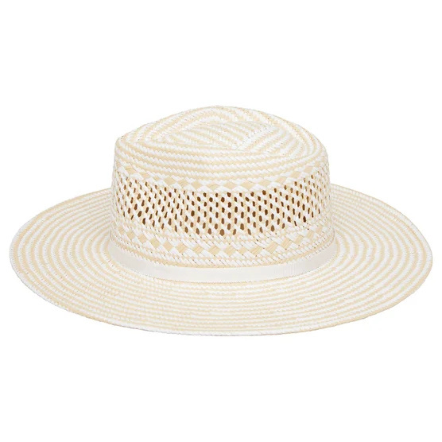 BANANA REPUBLIC - Chapeau en Paille pour Femme-Womens-Straw-Hat-Beige-Naturel-Natural-Blanc-White-Ligné-stripe-1972749-1983041