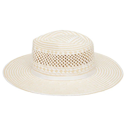 BANANA REPUBLIC - Chapeau en Paille pour Femme-Womens-Straw-Hat-Beige-Naturel-Natural-Blanc-White-Ligné-stripe-1972749-1983041