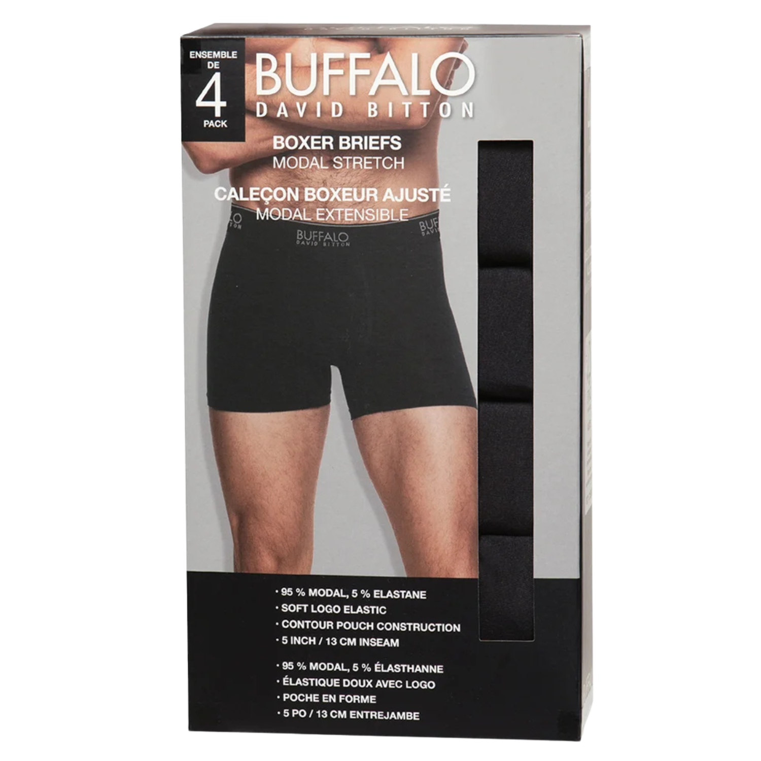 BUFFALO - Ensemble de 4 Boxers Ajustés pour Homme-Mens-4-pack-boxer-briefs-noir-black-4877353-1924540