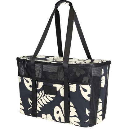 CLEVERMADE - Fourre-Tout de Plage Pliable Aloha-Collapsible-Beach-Tote-Noir-Fleur-Beige-Flower-Black-1872241-2061913