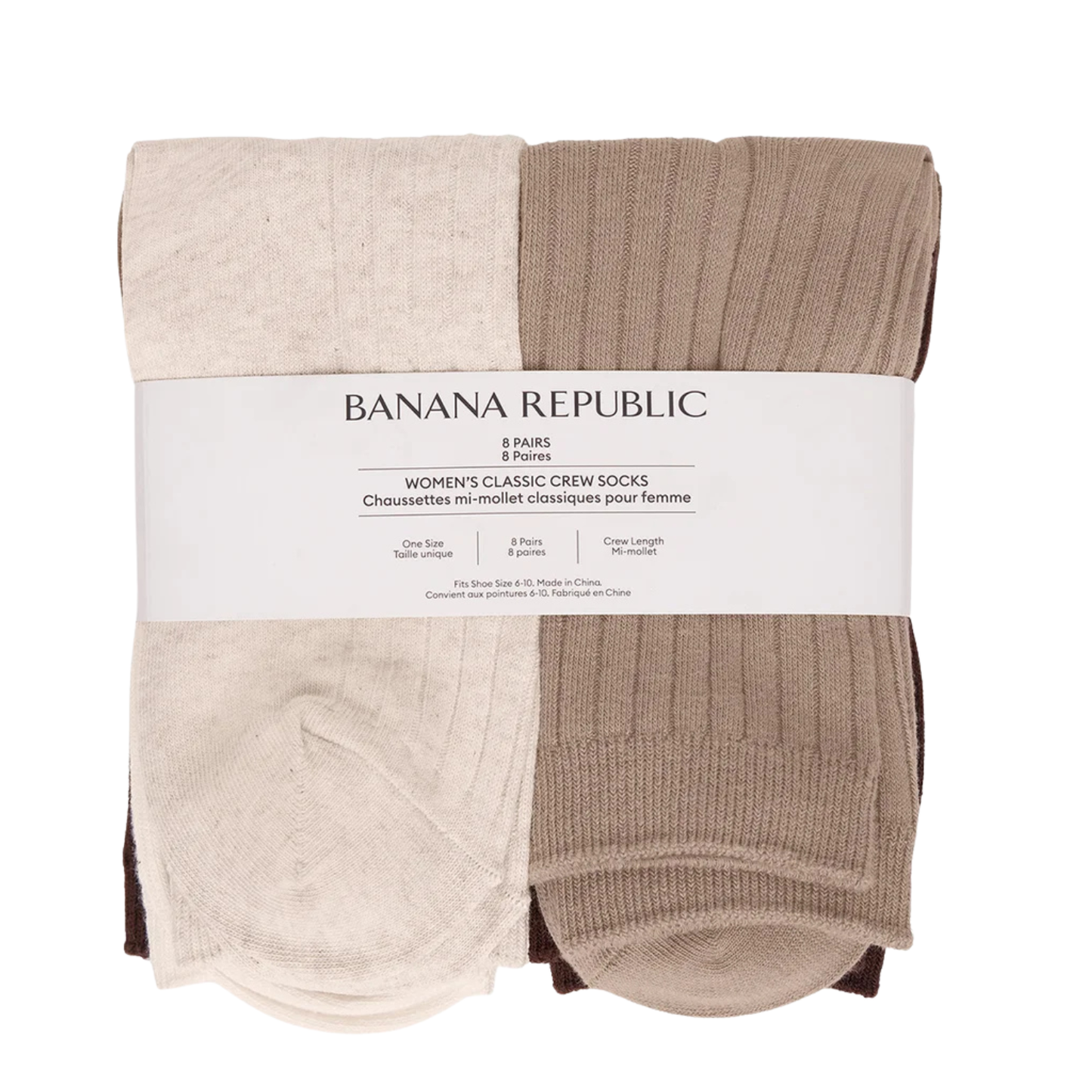 BANANA REPUBLIC - Paquet de 8 Paires de Chaussettes pour Femme-Womens-8-pairs-classic-crew-socks-beige-1960668