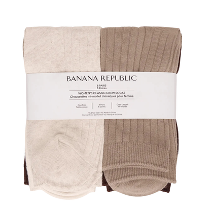 BANANA REPUBLIC - Paquet de 8 Paires de Chaussettes pour Femme-Womens-8-pairs-classic-crew-socks-beige-1960668