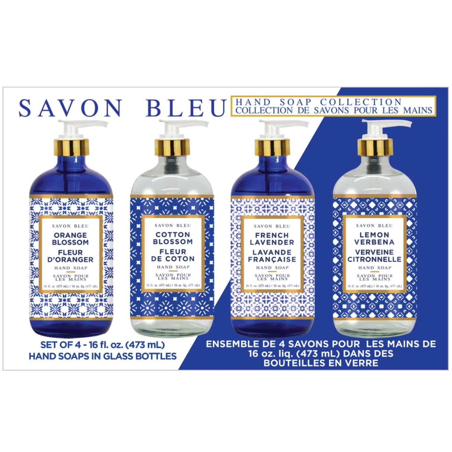 SAVON BLEU - Ensemble de 4 Bouteilles de Savons pour les Mains-Set-of-4-Hand-Soaps-in-Glass-Bottles-1994328