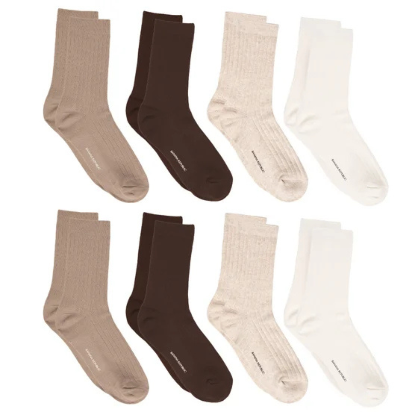 BANANA REPUBLIC - Paquet de 8 Paires de Chaussettes pour Femme-Womens-8-pairs-classic-crew-socks-beige-1960668