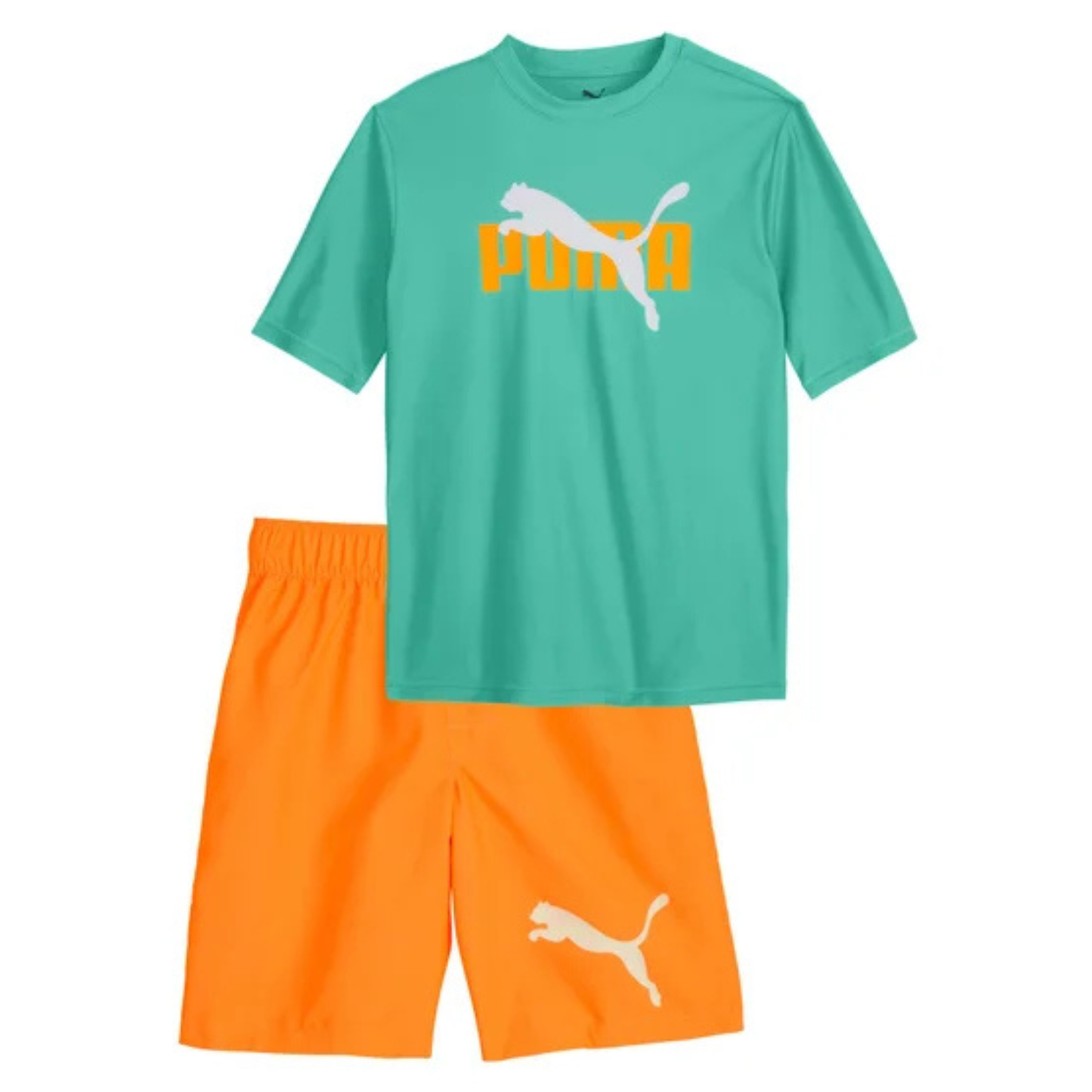 PUMA - Ensemble 2 Pièces Maillot Dermoprotecteur pour Garçon-Boys-rashguard-swin-set-2-piece-Orange-Turquoise-7325501-1969743