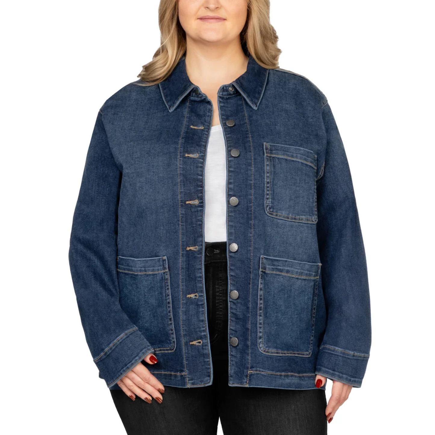 WELL WORN -  Veste en Jeans pour Femme-Womens-Jeans-Jacket-Bleu-Foncé-Dark-Blue-1868130