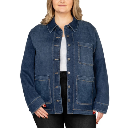 WELL WORN -  Veste en Jeans pour Femme-Womens-Jeans-Jacket-Bleu-Foncé-Dark-Blue-1868130