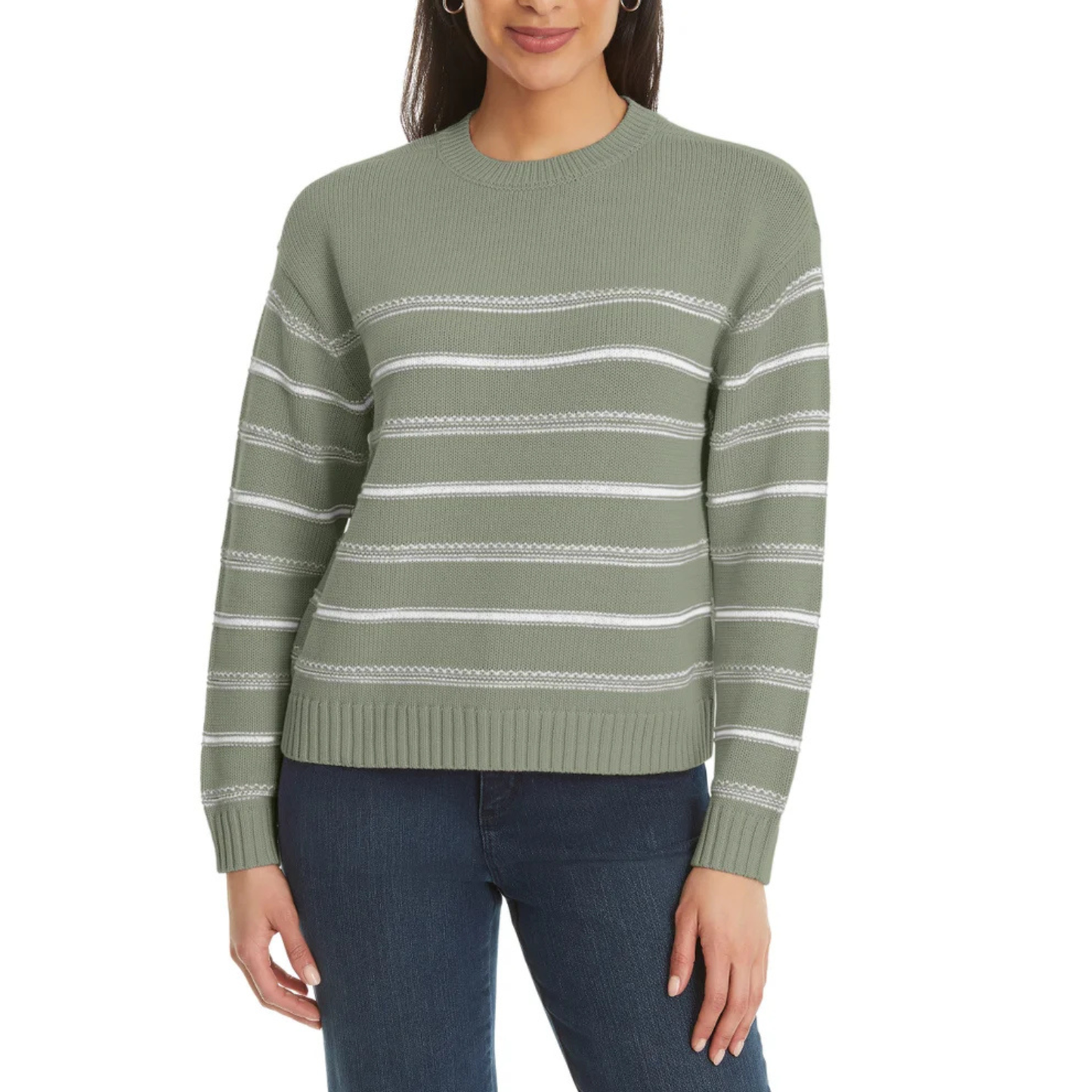 ELLA MOSS - Chandail pour Femme-Womens-Sweater-Vert-Blanc-Ligné-Green-White-Stripe-1955324-1976270