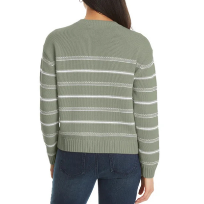 ELLA MOSS - Chandail pour Femme-Womens-Sweater-Vert-Blanc-Ligné-Green-White-Stripe-1955324-1976270