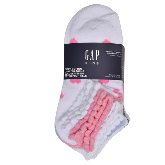 GAP KIDS - Paquet de 10 Socquettes en coton pour Fille-Girls-Cotton-Quarter-Socks-10-Pair-Blanc-Rose-Bleu-White-Pink-Blue-1925868-1959134
