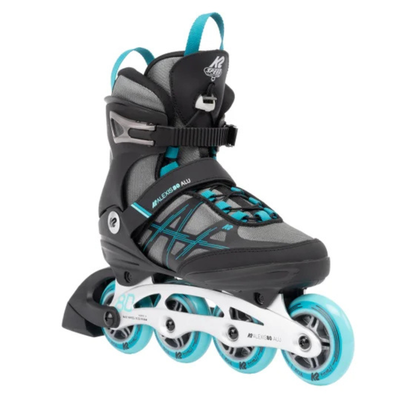K2 SKATES - Patins à Roues Alignées Alexis 80 ALU pour Femme-Womens-Inline-Skates-Noir-Turqoise-Black-1940241