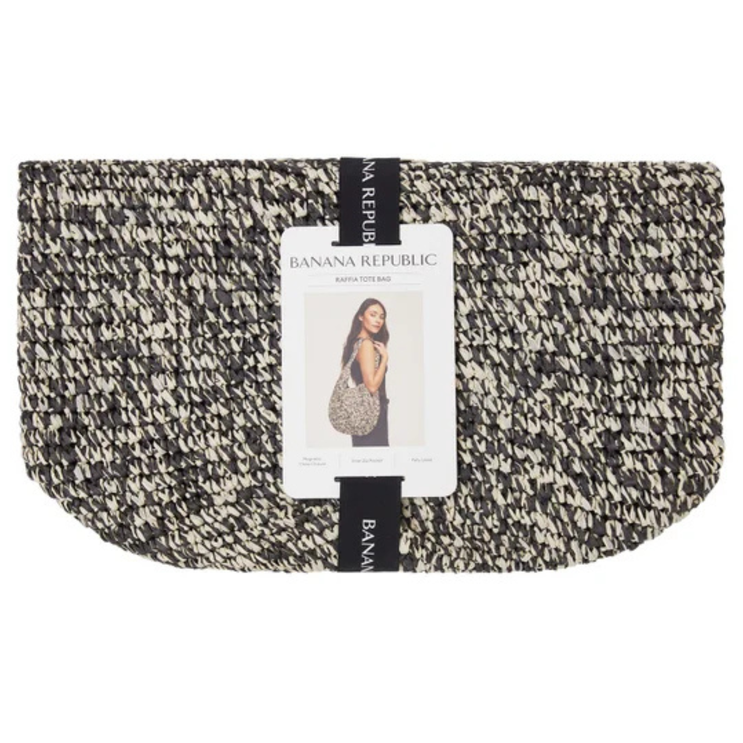 BANANA REPUBLIC -  Sac Fourre-Tout en Raphia-Raffia-tote-bag-Noir-Blanc-black-white-1966925-1041704