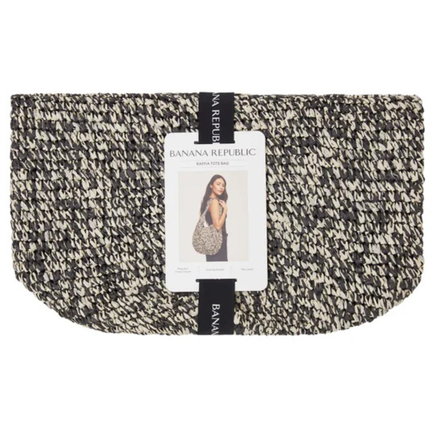 BANANA REPUBLIC -  Sac Fourre-Tout en Raphia-Raffia-tote-bag-Noir-Blanc-black-white-1966925-1041704