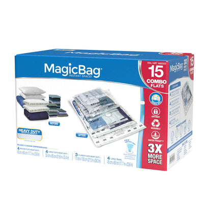 MAGIC-BAG-ENSEMBLE-15 SACS-RANGEMENT-COMPRESSION-SOUS-VIDE-VACUUM-STORAGE-BAG-COMBO-SET