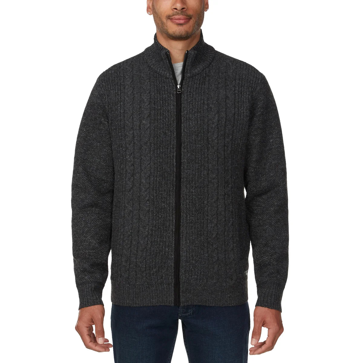 Buffalo - Pull à Fermeture Éclair Intégrale pour Homme-Mens-Full-Zip-Cable-Sweater-1903425-1935133-Noir-Black