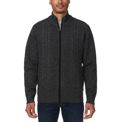 Buffalo - Pull à Fermeture Éclair Intégrale pour Homme-Mens-Full-Zip-Cable-Sweater-1903425-1935133-Noir-Black