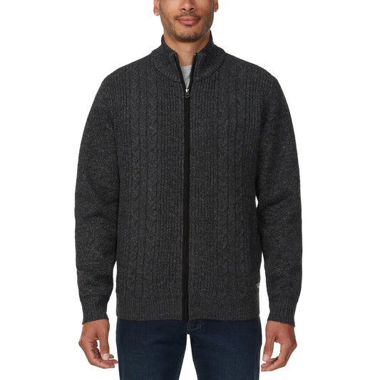 Buffalo - Pull à Fermeture Éclair Intégrale pour Homme-Mens-Full-Zip-Cable-Sweater-1903425-1935133-Noir-Black
