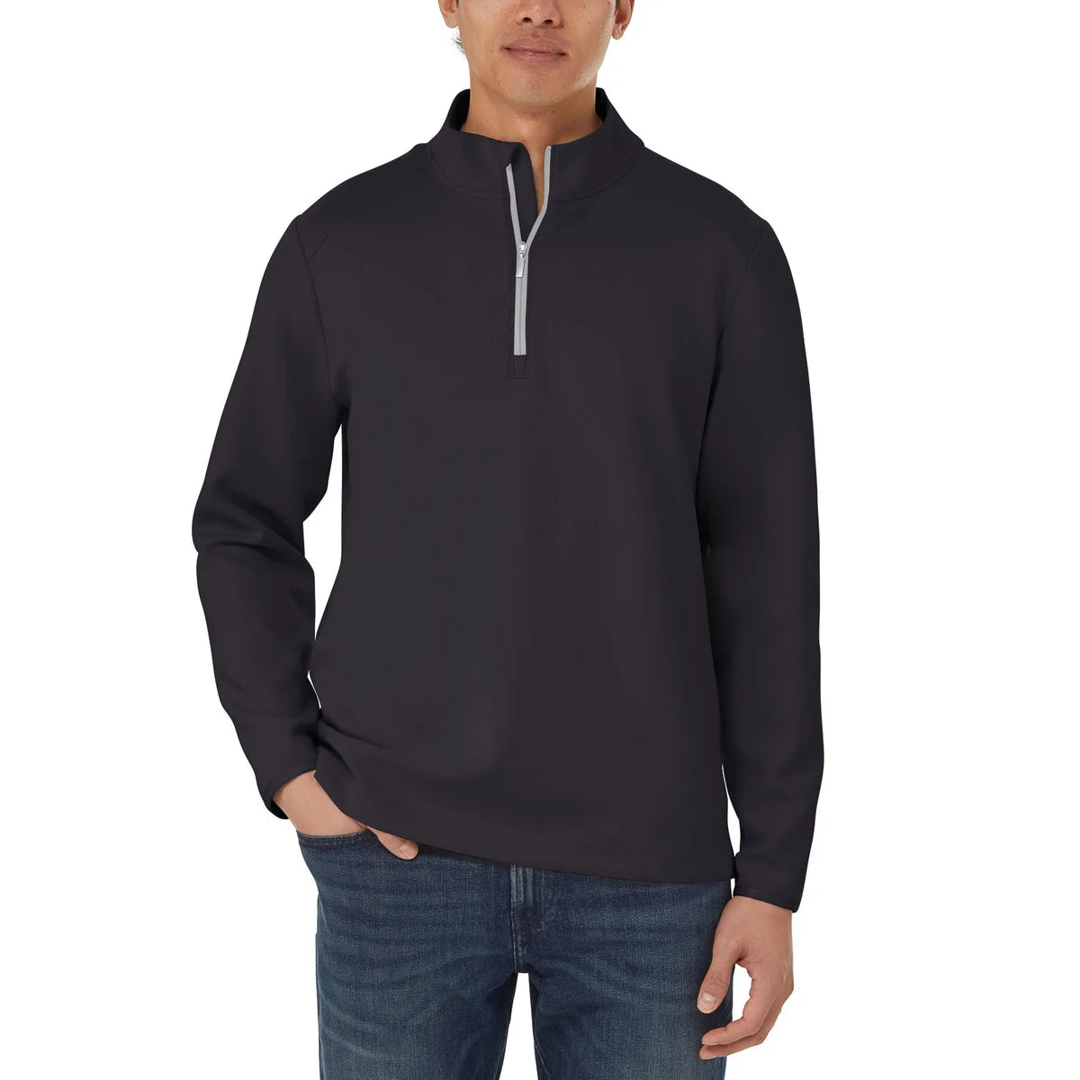 KIRKLAND SIGNATURE - Chandail Demi-Fermeture Éclair pour Homme-Mens-1/2-Zip-Pullover-Noir-Black-7771553-1916906