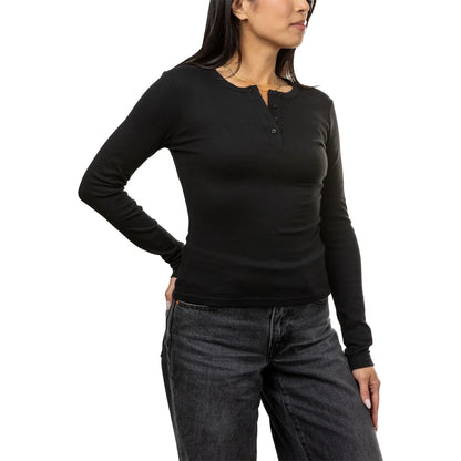 CALVIN KLEIN -  Chandail Henley pour Femme-Womens-Long-Sleeve-Noir-Black-1907725-1933647