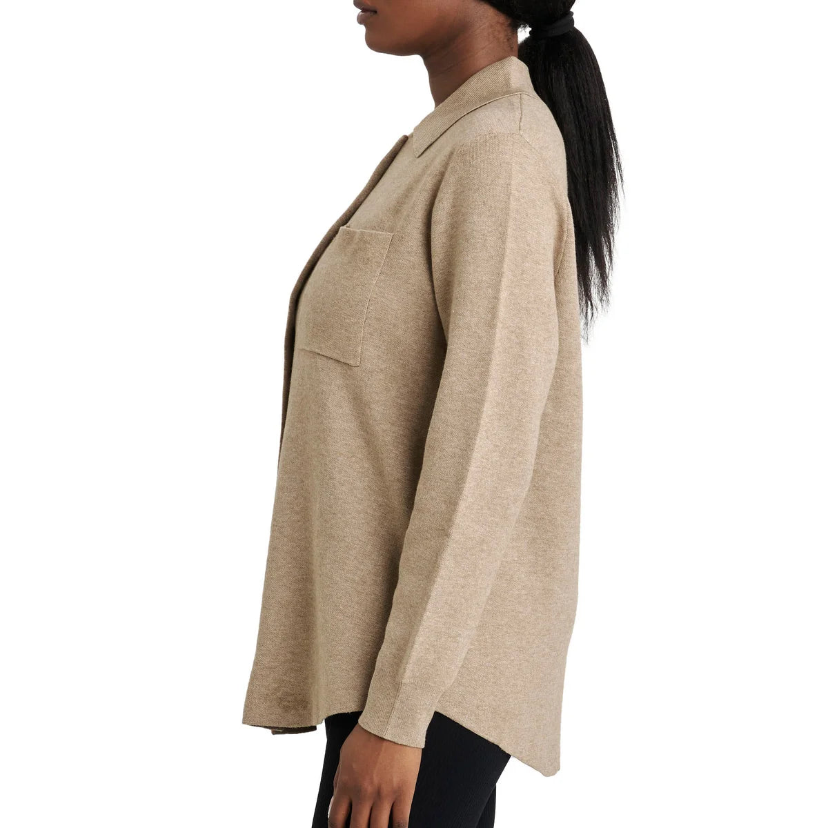 COMO VINTAGE - Veste-Chemise en Tricot Pour Femme-Womens-Knit-Shirt-Jacket-Beige-Brun-Brown-1914193-1944428