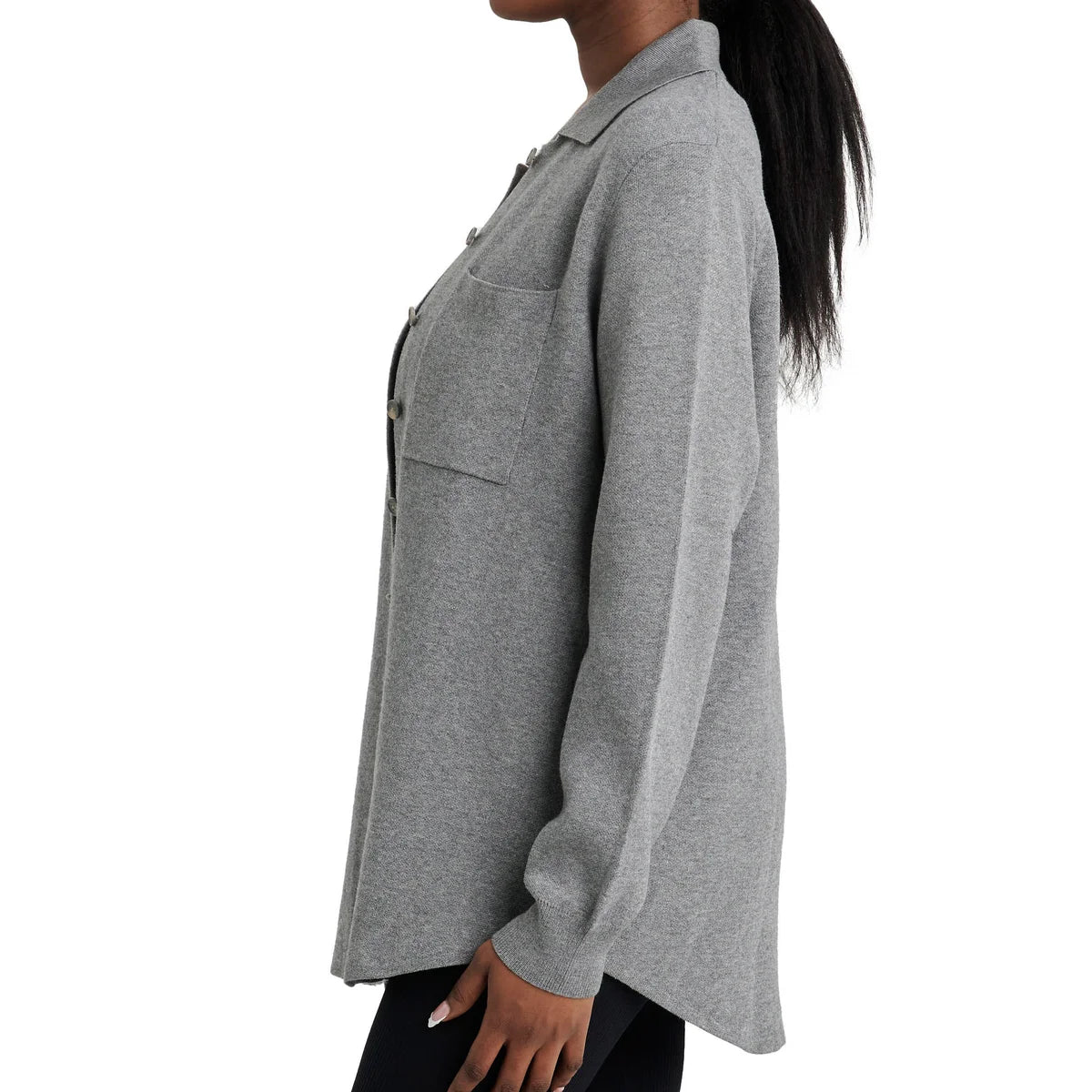 COMO VINTAGE - Veste-Chemise en Tricot Pour Femme-Womens-Knit-Shirt-Jacket-Gris-Grey-1914438-1944429