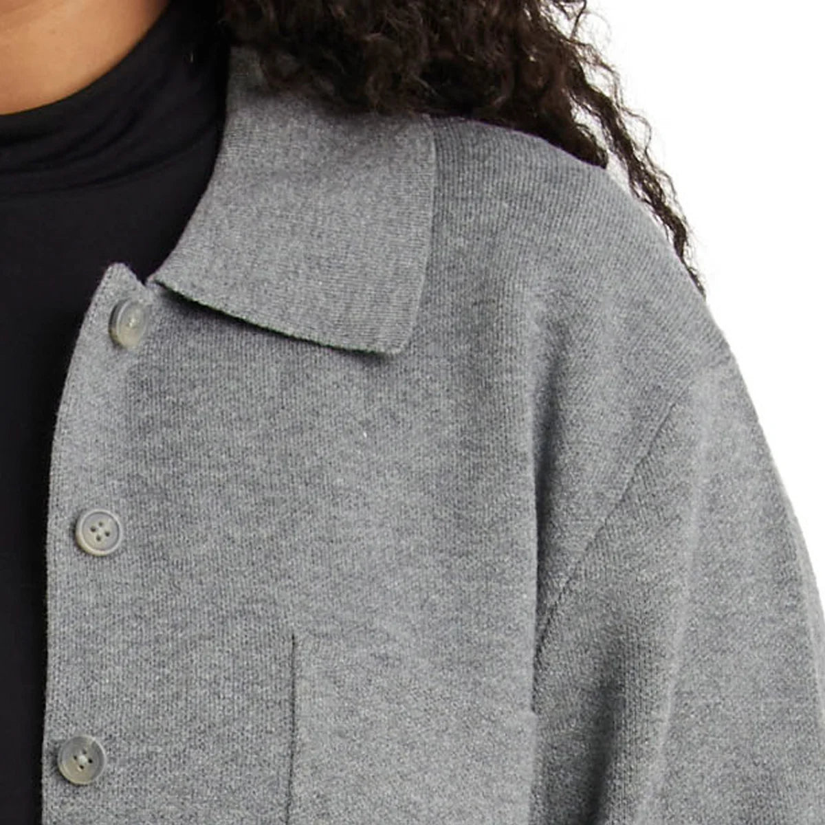 COMO VINTAGE - Veste-Chemise en Tricot Pour Femme-Womens-Knit-Shirt-Jacket-Gris-Grey-1914438-1944429