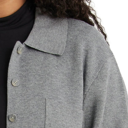 COMO VINTAGE - Veste-Chemise en Tricot Pour Femme-Womens-Knit-Shirt-Jacket-Gris-Grey-1914438-1944429