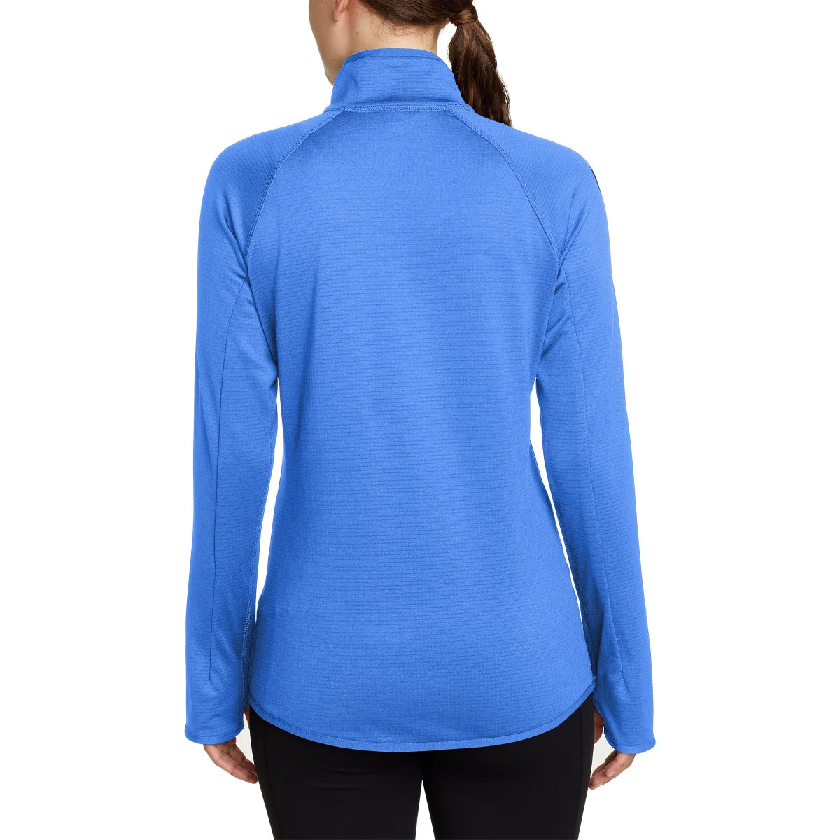 EDDIE BAUER - Chandail en Molleton Quadrillé avec Demi-Fermeture à Glissière pour Femme-WOMEN'S-GRID-FLEECE-HALF-ZIP-SHIRT-LONGSLEEVE-COSTCO-6657501-BLUE-BLEU-2