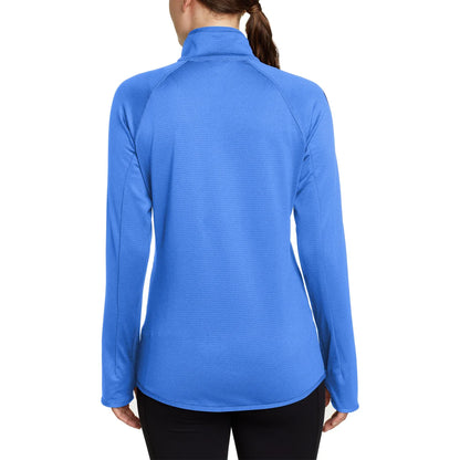EDDIE BAUER - Chandail en Molleton Quadrillé avec Demi-Fermeture à Glissière pour Femme-WOMEN'S-GRID-FLEECE-HALF-ZIP-SHIRT-LONGSLEEVE-COSTCO-6657501-BLUE-BLEU-2