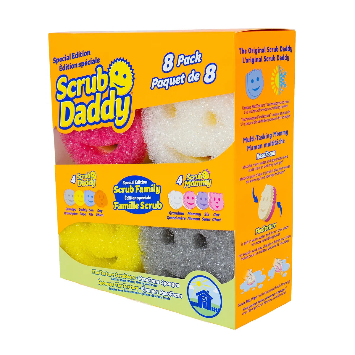 SCRUB DADDY - Paquet de 8 Tampons à Récurer Édition Spéciale Famille Scrub-pack-special-edition-family-costco-1865850-3