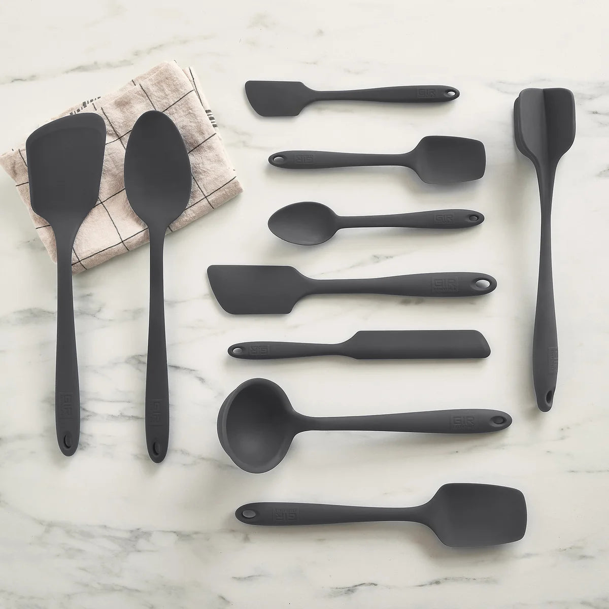 GIR ESSENTIALS - Ensemble de 10 Ustensiles en Silicone-piece-silicone-utensil-set-costco-1839700-gris-grey