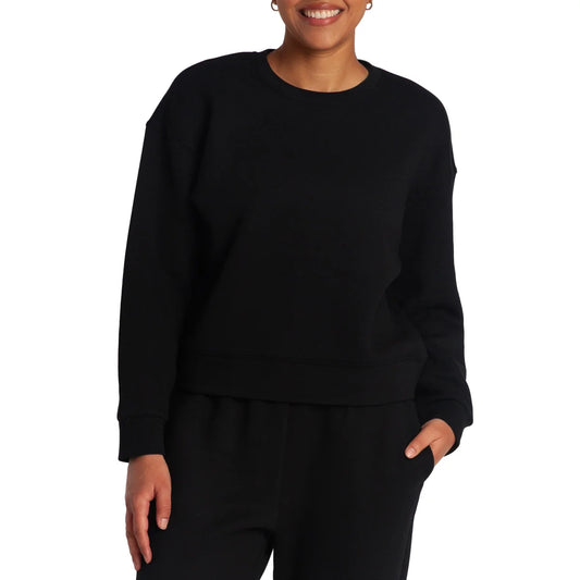LAZYPANTS - Chandail à Col Rond en Molleton Doux-Womens-Double-Knit-Fleece-Crewneck-sweatshirt-1917547-1920929-Noir-Black