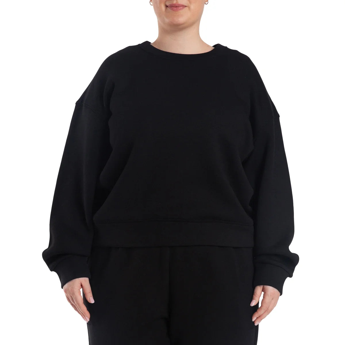 LAZYPANTS - Chandail à Col Rond en Molleton Doux-Womens-Double-Knit-Fleece-Crewneck-sweatshirt-1917547-1920929-Noir-Black