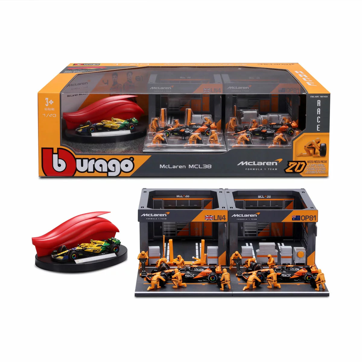 BURAGO - Ensemble d'Écurie de Formule 1-paddock-bundle-formula-costco-1851433-mclaren-orange-4