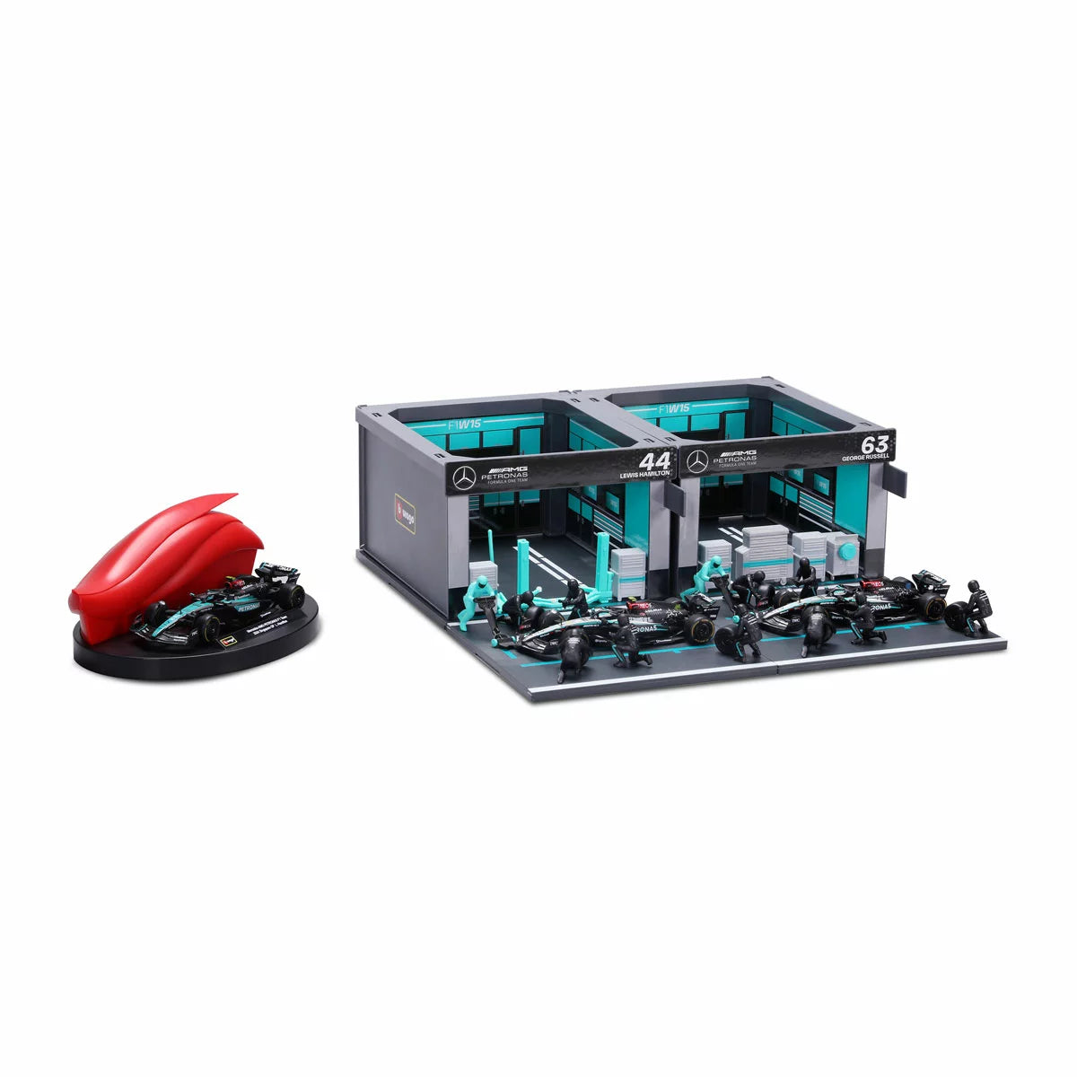 BURAGO - Ensemble d'Écurie de Formule 1-paddock-bundle-formula-costco-1851433-mercedes-bleu-blue-6