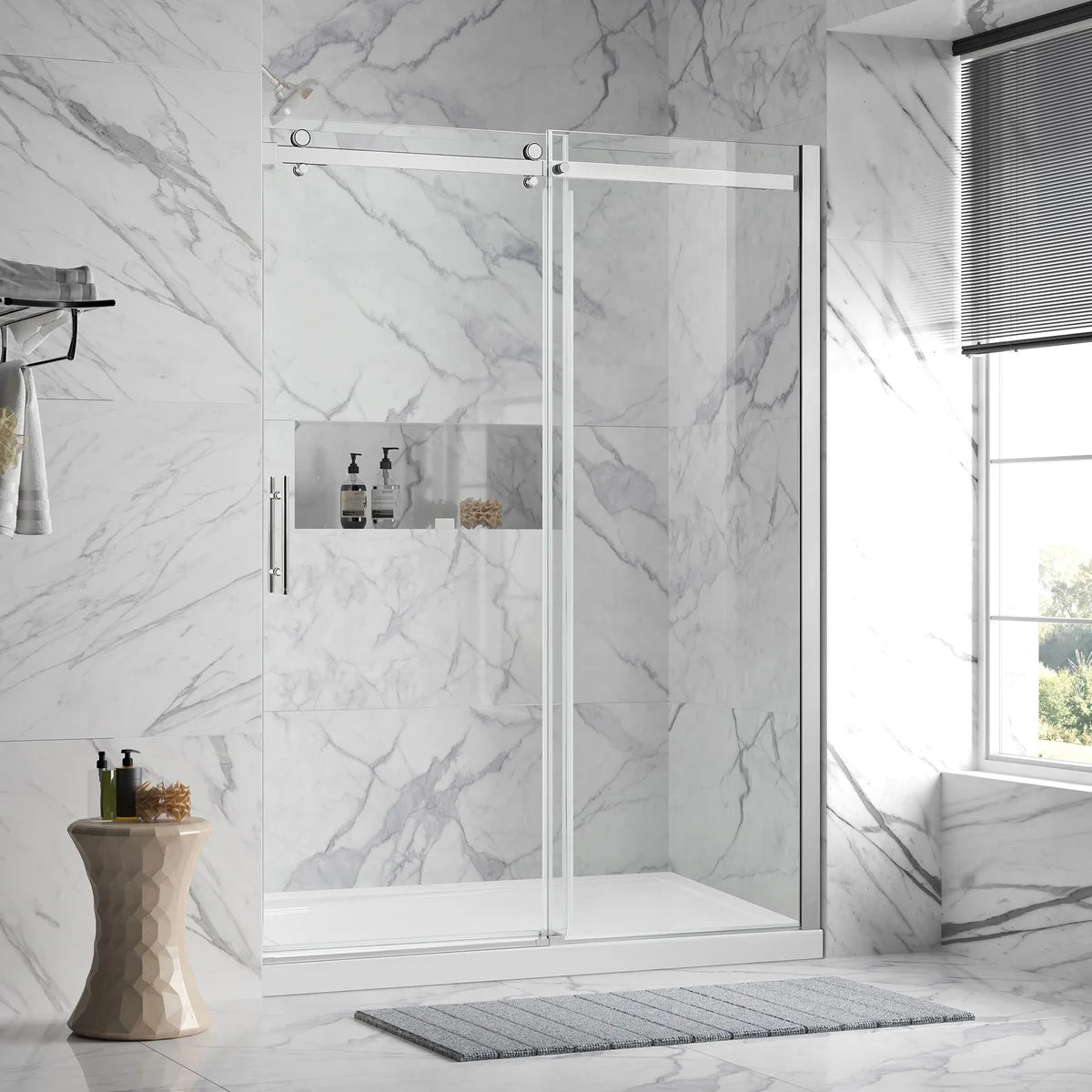 OVE - Porte et Base de Douche Elias-shower-door-&-base-kit-ensemble-costco-1838637-chrome-2