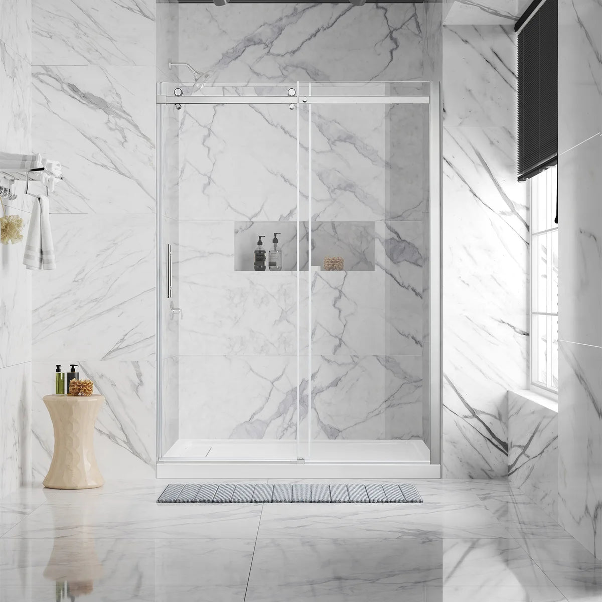 OVE - Porte et Base de Douche Elias-shower-door-&-base-kit-ensemble-costco-1838637-chrome