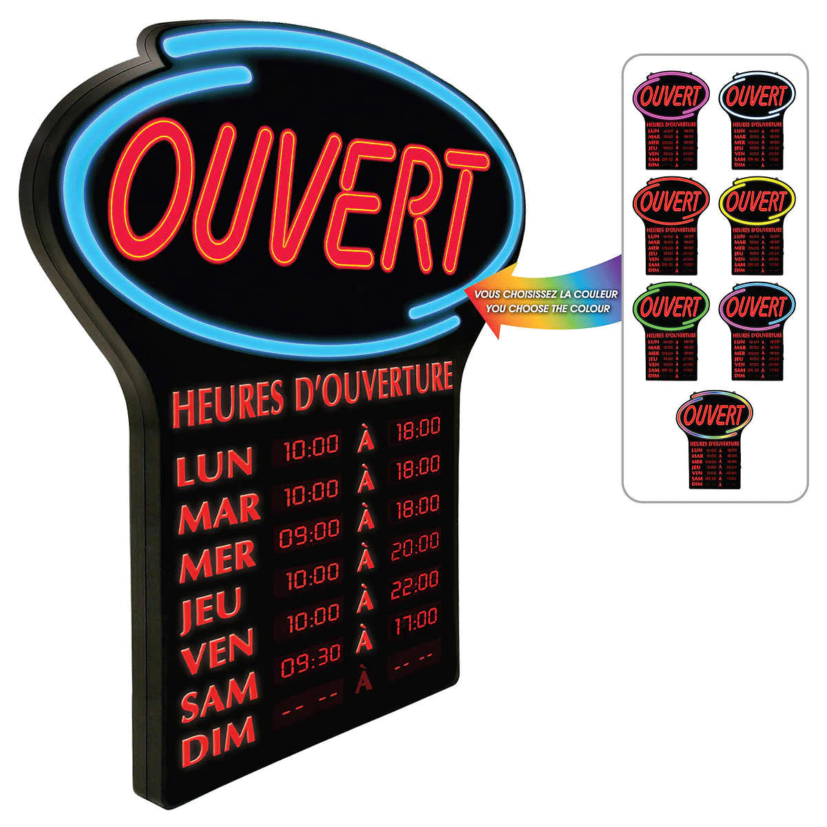 newton-enseigne-d'ouverture-changement-couleur-colour-changing-open-sign-ouvert-french-francais