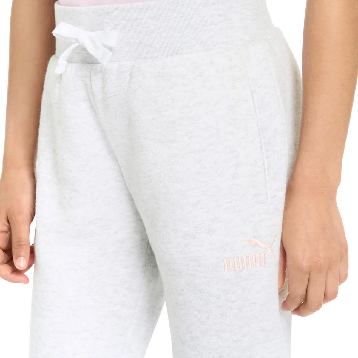 PUMA - Pantalon d'Entrainement en Molleton pour Fille-girls-fleece-jogger-costco-3415670-gris-grey-white-blanc-4