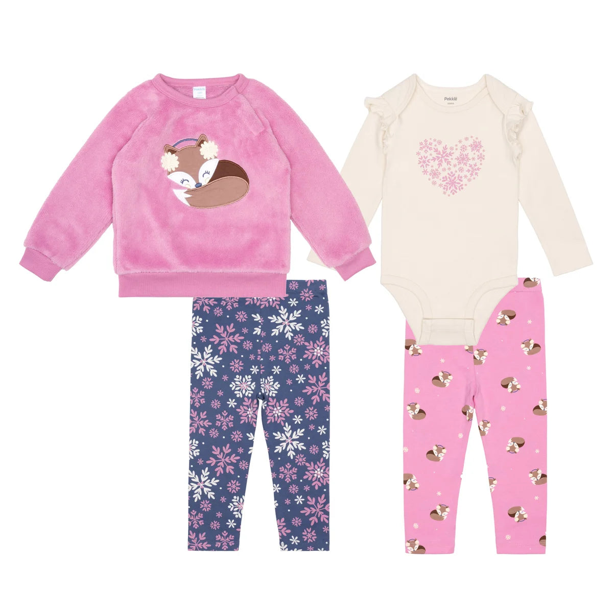PEKKLE - Ensemble 4 Pièces pour Enfant-Bébé-Kids-Baby-4-piece-Set-Rose-Pink-2220920-1933886