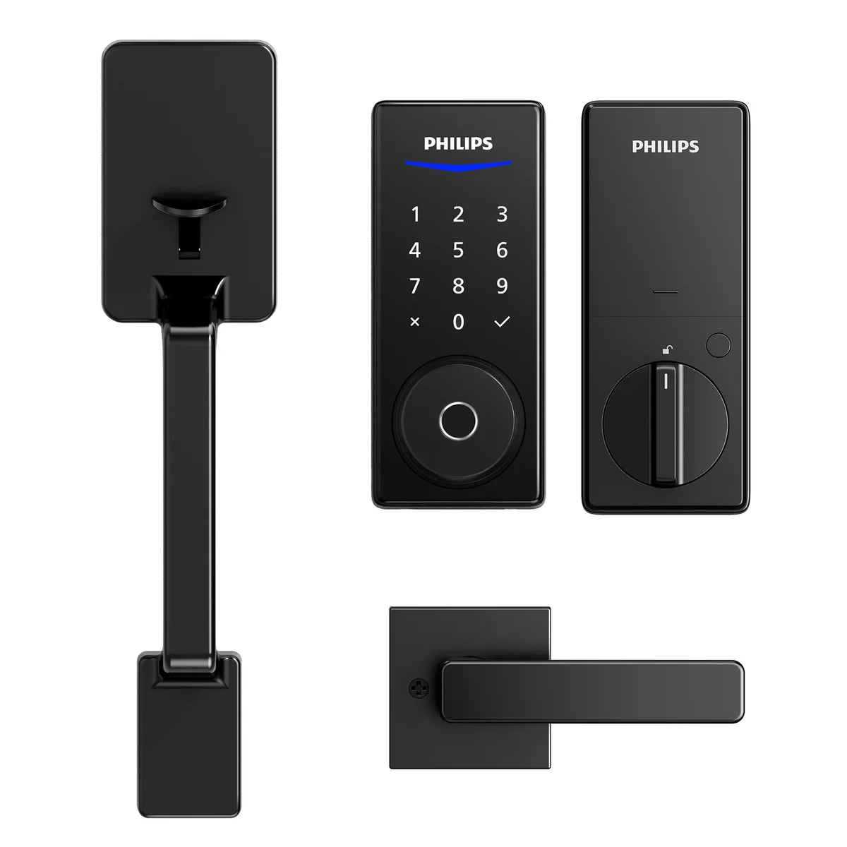 PHILIPS - Ensemble Serrure Électronique Série 1000 avec Pêne Dormant et Poignées *Boite Ouverte*-Series Electronic Deadbolt Lock and Handle Set-costco-1936404-2