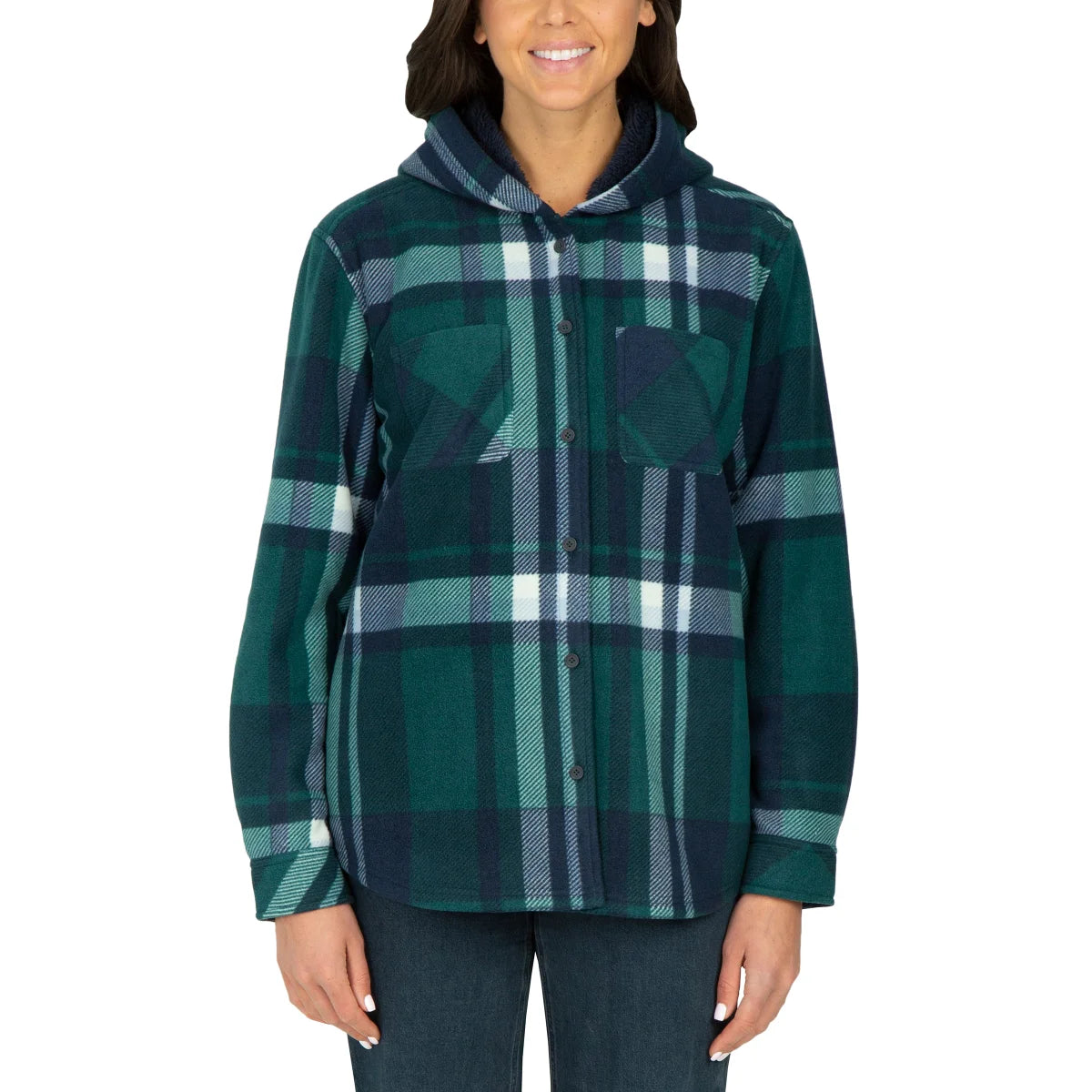 REALTREE - Veste-Chemise à Capuchon pour Femme-Womens-Bonded-Fleece-Hooded-Jacket-Vert-Green-5312000-1923723