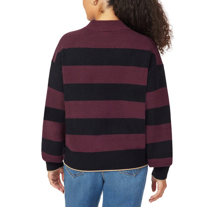 SCOTCH & SODA - Chandail Côtelé à Col Montant pour Femmes-womens-ribbed-mock-neck-pullover-1917512-1938879-rouge-bourgogne-red-burgundy-3
