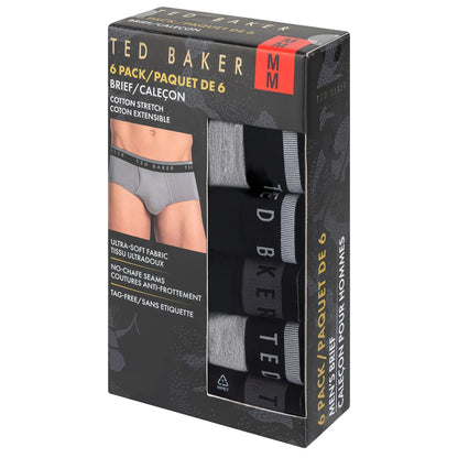 TED BAKER - Paquet de 6 Caleçons Pour Homme-Mens-6-Pack-Brief-Gris-Grey-3896710-1905176